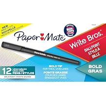 Paper Mate Write Bros. Ballpoint Pen, Stick, Bold 1.2 Mm, Black Ink, Black Barrel, Dozen