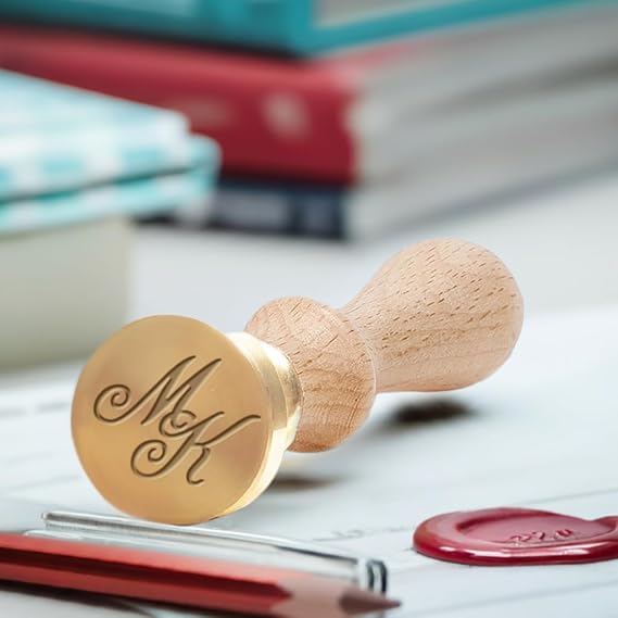 Custom Monogram Wax Seal Stamp | Personalized Intertwined Initials | USA Handcrafted | Multiple Handle & Wax Color Options