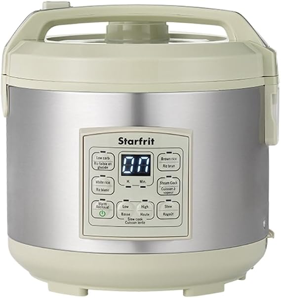 Starfrit Low Carb Rice Cooker, 14 Cups, 7 Functions, 500W, Beige and Silver