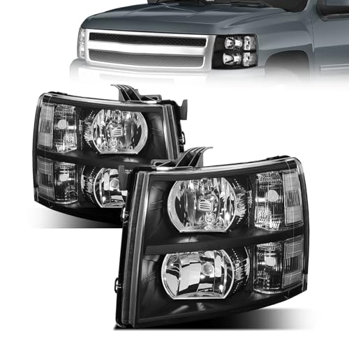Front Headlight Assembly For 2007-2013 Chevy Silverado 1500 & 2007-2014 Chevy Silverado 2500 3500 Pickup - Replacement Headlamp, Front Bumper Lights