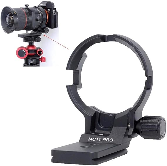 iShoot Metal Tripod Mount Ring Lens Collar Compatible with Canon EF-E Sigma MC-11 Mount Converter Lens Adapter Ring, Lens Support Holder Bracket Bottom is Arca-Swiss Fit Quick Release Plate Feature