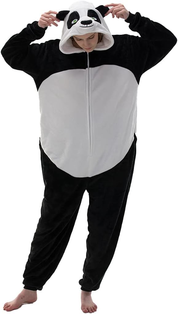 Snug Fit Unisex Adult Onesie Pajamas, Flannel Cosplay Animal One Piece Halloween Costume Sleepwear Homewear