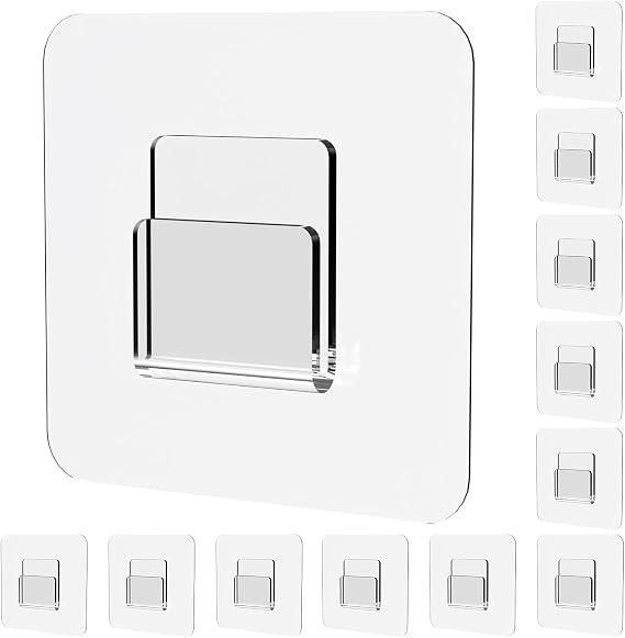 Shower Caddy Adhesive Replacement Sticker, Shower Adhesive Strip Adhesive Hook Bathroom Storage Shelf Organizer Sticker (Transparent - 12 Packs - 1 Flat Hook)