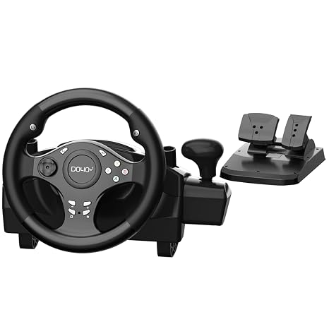 DOYO Steering Wheel for PC Racing wheel, Xbox Steering Wheel and Pedals and Shifter for Game PS4 /Xbox One Series X S/Playstation 3 /Nintendo Switch/Android (Black)