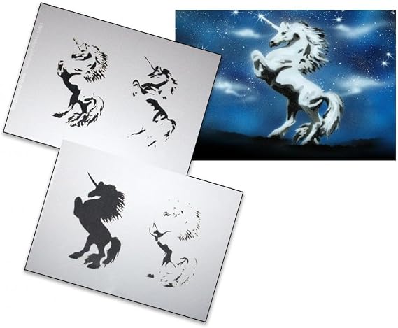 AS-021 Einhorn Step by Step Airbrushschablone Size S