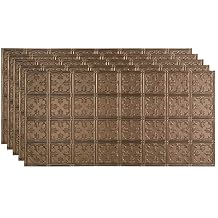 FASADE Traditional Style/Pattern 10 Decorative Vinyl 2ft x 4ft Glue Up Ceiling Panel in Argent Bronze (5 Pack)