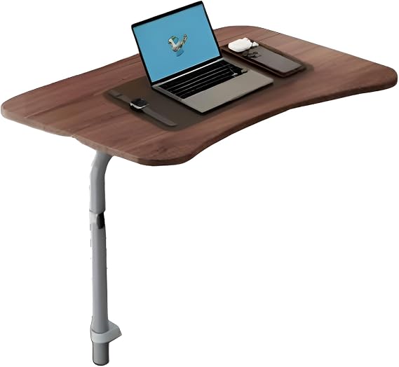 Vailaipupyロフトベッド専用 空中デスク 折りたたみ式 ノートPC作業 クランプ固定 ベッド柵取付 読書 夕食 リモートワーク 寝たまま使用 省 一人暮らし 屋根裏部屋 ダークブラウン