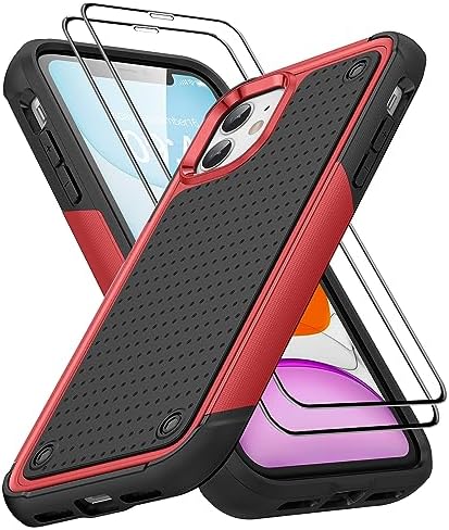 Jeylly for iPhone 11 Case 6.1 inch, Heavy Duty Protection Shockproof Dual Layer Hard PCSoft TPU Bumper Full Protective Thin Slim Cover Case for Apple iPhone 11 6.1 inch, Red