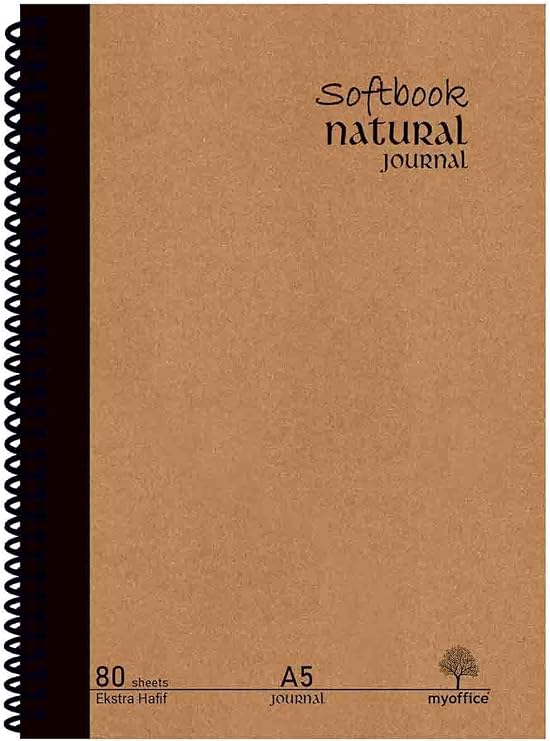 Etika Natural Journal A5 Spiralli Sert Kapak Defter – 80 Yaprak (160 Sayfa), Çizgili – Günlük, Ofis ve Hediye Kullanımı İçin Not Defteri