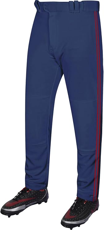 Exxact Sports Proline Full Length Baseball Pants with Stripes | Relaxed Fit Baseball Uniform Pants with Open Bottom, Youth & Adult Sizes