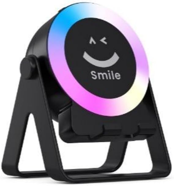 Wireless Induction Speaker with Bluetooth RGB Ambient Light Adjustable Phone Stand 360 Rotatable No Bluetooth Pairing Needed Compatible with iPhone iPad Android Samsung Galaxy Black Audio Device