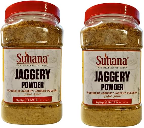 Suhana Jaggery Powder 1kg | Natural Sweetener | Pure & Unrefined Jaggery Powder | Traditional Desi Gud | Ideal for Tea, Sweets, and Cooking (Pack of 2)