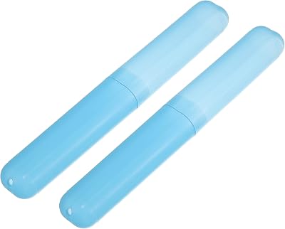 VOCOSTE 2 Pcs Toothbrush Travel Case, Plastic, Lightweight, Blue, 7.48x1.06