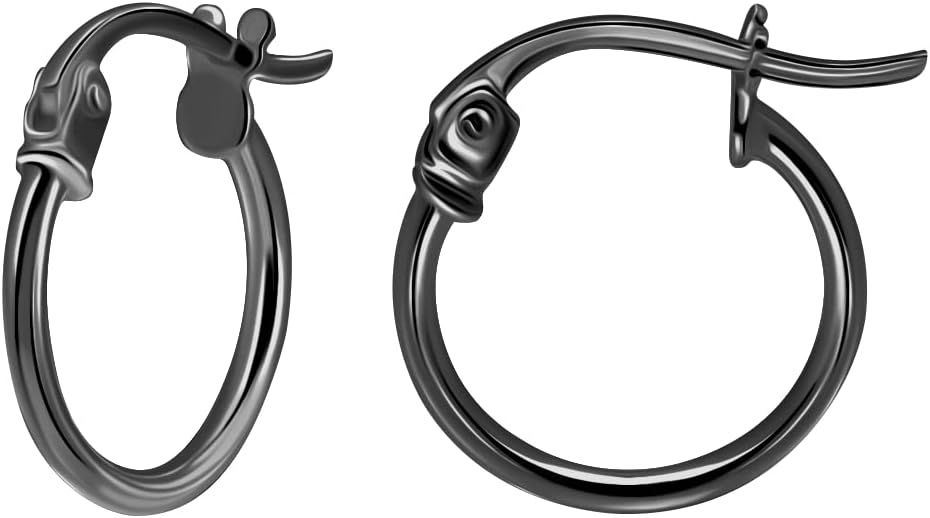 SEA OF ICE 925 Sterling Silver Hoop Earrings for Women - Hypoallergenic Earrings for Women in Sterling Silver, Yellow Gold, Rose Gold or Black Rhodium | Sizes 12MM, 15MM, 20MM or Multipack