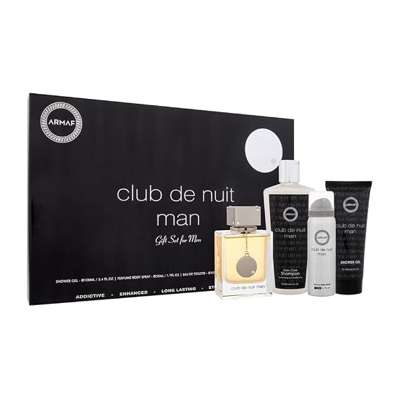 Armaf Club De Nuit 3.4 EDT 4 Pc Men Set, Black