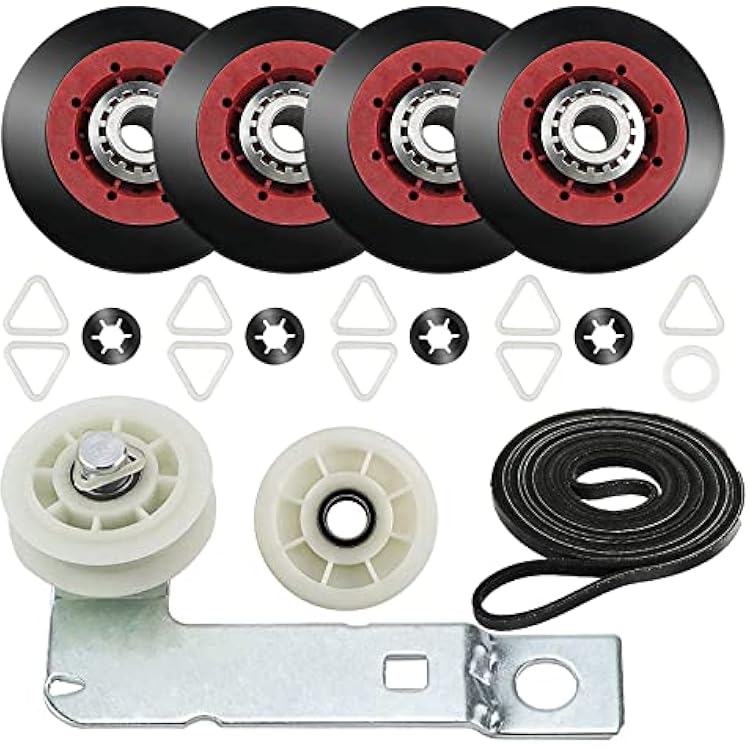 [Newest] 4392067 Dryer Repair Kit and W10837240 Dryer Idler Pulley for Maytag Bravos Whirlpool Duet Kenmore Elite Dryers,with WPW10314173 Drum Roller&661570V Belt&279640 Idler Pulley by TOMOON