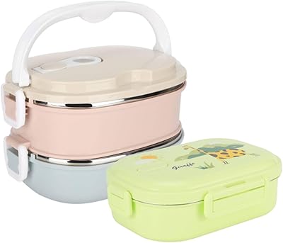 Niiyen Lunch Box 304 Stainless Steel Food Lunch Containers Portable Lunchbox Stackable Adult Bento Lunch Box Cold Food Storage Bowl with Spoon for School Office Outdoor Travel