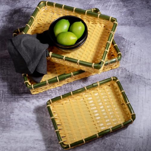 Kosovo Wicker Series 3’ Wire Mesh Knitted Rectangular Tray Set