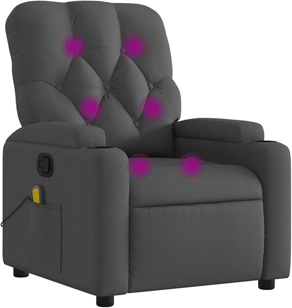 vidaXL Massage Recliner Chair Dark Grey Fabric