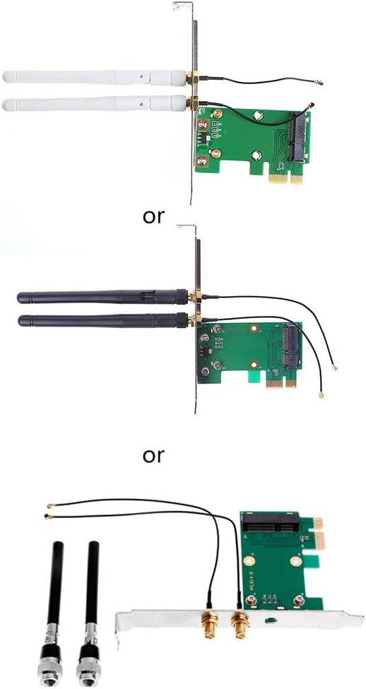 Wireless WiFi Card Mini PCI-E to PCI-E 1X Desktop Adapter + 2 Antennas