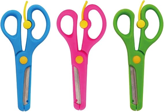 3 Adet Çocuk Makası Küt Uçlu Yaylı Plastik Korumalı Okul Öğrenci Makası, Nistabolje