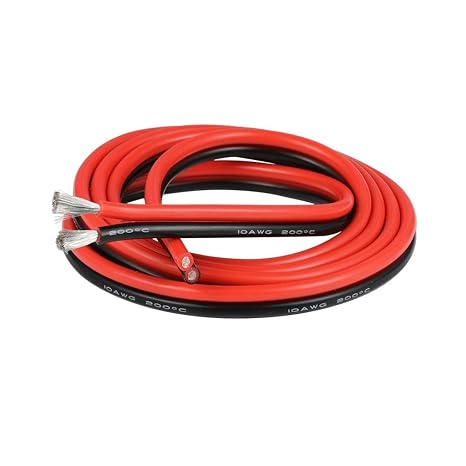 BNTECHGO 10 Gauge 2 Conductor Parallel Silicone Wire Red Black 10ft Cable