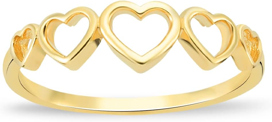 Gelin 10K Solid Gold Open Heart Ring for Women