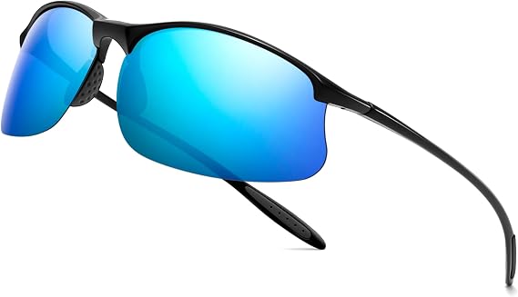 SUNGAIT Ultra-light Sports Sunglasses for Men Semi-Rimless Polarized Fishing Running Cycling Driving UV400 Protection TR90