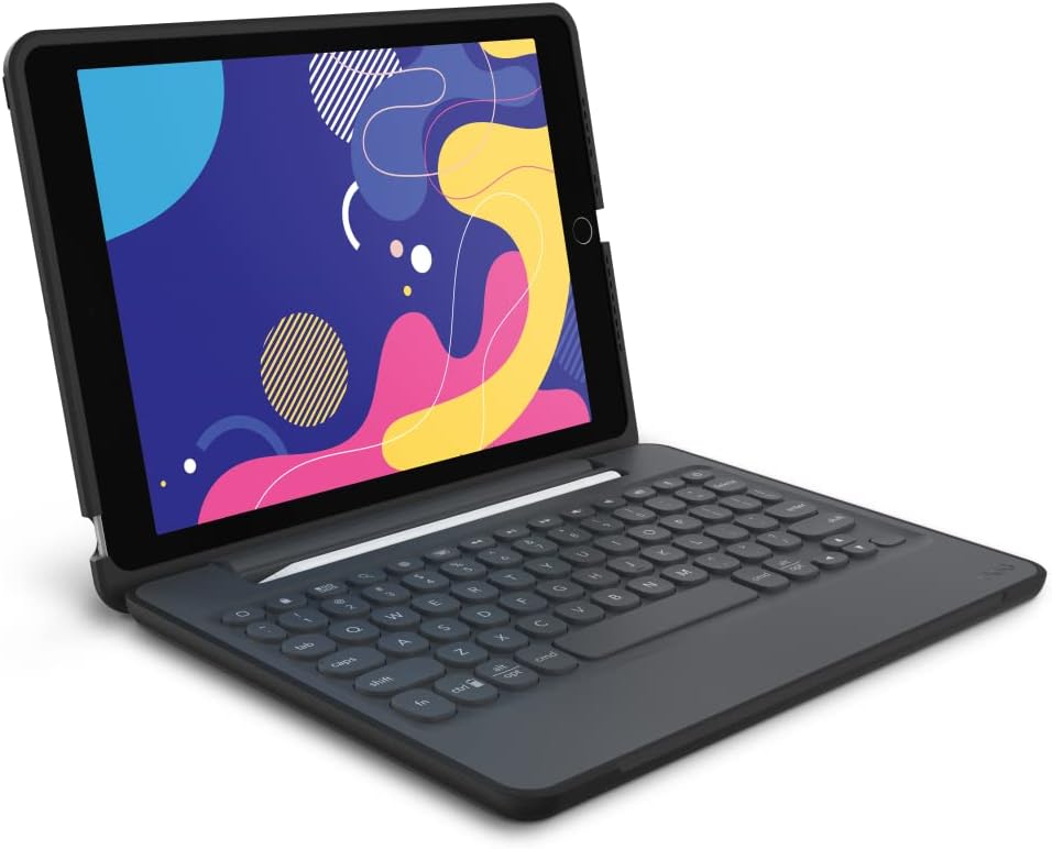 ZAGG Rugged Education Keyboard for Apple iPad 10.2 7th & 8th Gen 6FT Drop Protection | Durable | Black