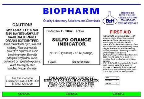Sulfo Orange Indicator, 1 Quart (950 mL)