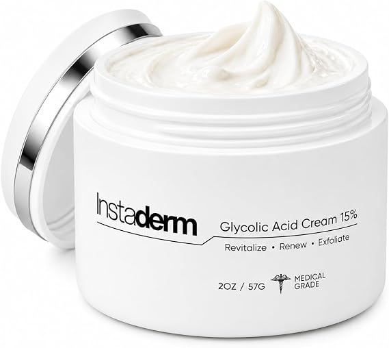 Glycolic Acid 15% Anti-Aging Cream- Alpha Hydroxy Facial Moisturizer Reduces the Appearance of Fine Lines, Wrinkles, Age Spots, Dark Spots & Scars. Exfoliates & Smoothes Skin Texture & Tone.