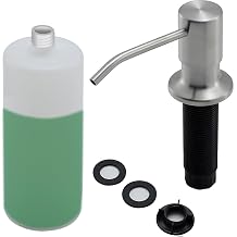 Built in Soap Dispenser for Kitchen Sink, Stainless Steel Brushed Nickel Countertop Pump Head, Dish Soap Hand Lotion Dispenser with Refillable 16.9oz Bottle