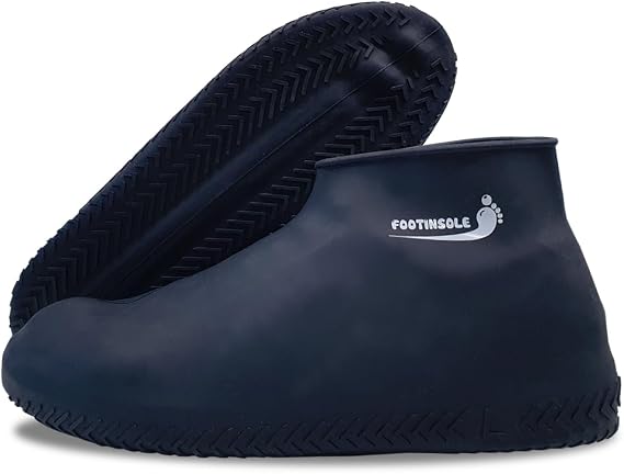 Waterproof Silicone Rubber Shoe Covers for Rain, Non-Slip Easy-handy Water Resistant Overshoes Outdoor Cycling Hiking Protectors Apply to Men, Women, Kids (Small, BLACK)