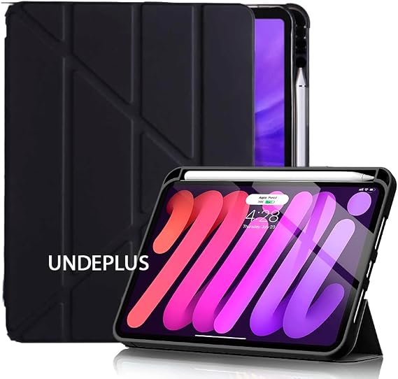 UnDePlus iPad Pro 12.9 6.Nesil /5.Nesil 2021 2022 ile uyumlu Kılıf Kalem Bölmeli Trifolding Case Siyah