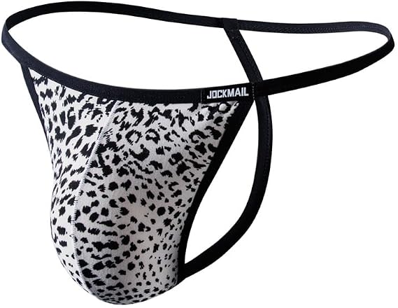 JOCKMAIL Mens Thongs G-String Thongs Sexy T-back Thong Mens Leopard Serpentine Print Underwear