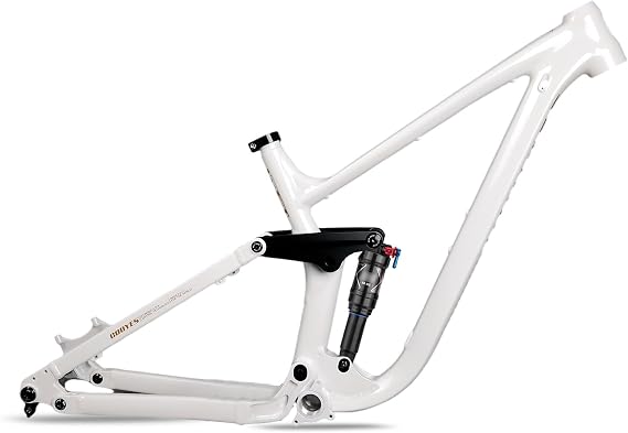 Aluminium Alloy Disc Brake Bike Frame 27.5er 29er Full Suspension Mountain Bike Frame 15.5"/17"/18" DH/AM Softtail Frame 12x148mm Thru Axle BOOST Frame With Shock Absorber(White,17x27.5'')