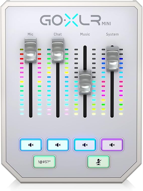 TC HELICON GoXLR MINI-WH Online Broadcast Mixer with USB/Audio Interface and Midas Preamp