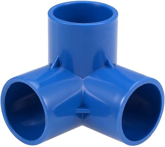 TA-VIGOR 5Pcs 32mm PVC Pipe Fittings, 3 Way Elbow Tee Slip Corner Connectors, Plastic Right Angle Joint Fittings for Irrigation Watering Systems and Garden Pipe Connections, Blue