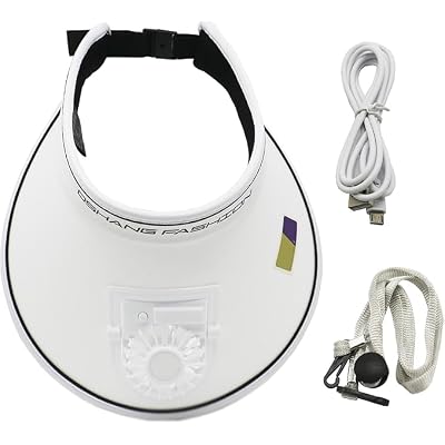 Sun Visor Hats with Fan-Three Temp Settings Visors for WomenMenKids Adjustable Elastic Buckle US, Numeric, 7 18, 7 34