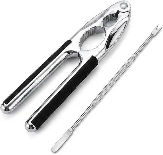 1 PCS Nutcracker with Non-Slip Handle, Multifunctional Heavy Duty Nut Cracker for All Nuts with Walnut Needle, Nut Openers for Walnuts Hazelnuts Almonds Pecans Pistachios and Seafood, Black