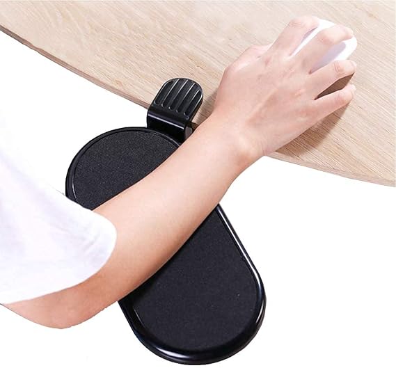Ergonomic Arm Rest Support for Desk Armrest Pad Rotating Wrist Rest Holder (Black)