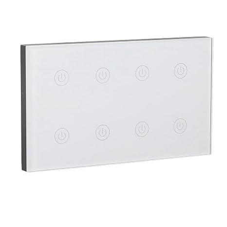 Smart Light Switch (8 Gang Panel) Touch WiFi Wireless Compatible with AC100-240V, App for Voice Control