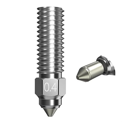 Upgrade K1 Bimetal Nozzle 0.4 High Flow High Temperature Plated Copper Hardened Steel Bimetallic Nozzle Compatible with Official Creality K1 K1 Max CR-M4 3D Printer (0.4mm)