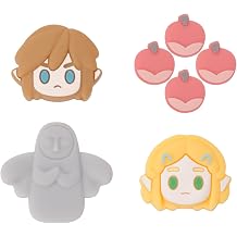 Yocore Cute Switch D-Pad Button Caps Silicone Thumb Grips Set, Anime Game ABXY Key Buttons Sticker Joystick Cover Caps for Nintendo Switch/OLED - Knight and Princess