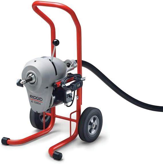 RIDGID 23692 K-1500A Pipe Cleaning Machine for 2 to 8 Drain and Sewer Lines, Includes A-1 Mitt, A-12 Pin Key, and Rear Guide Hose