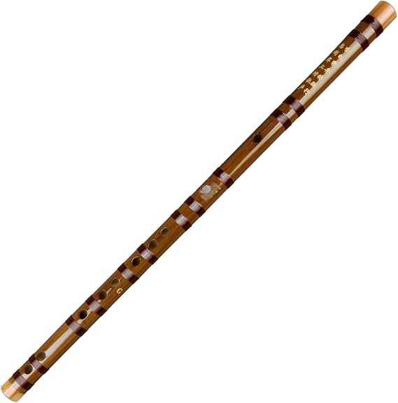 Bamboo Flute with Dark Brown Line Traditional Handmade Chinese Musical Instrument (Key E)