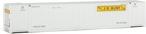 Walthers SceneMaster 53' Singamas Corrugated-Side Container-J.B. Hunt (White, Yellow, Black) 949-8522 HO Scale Model Railroad - Freight Model