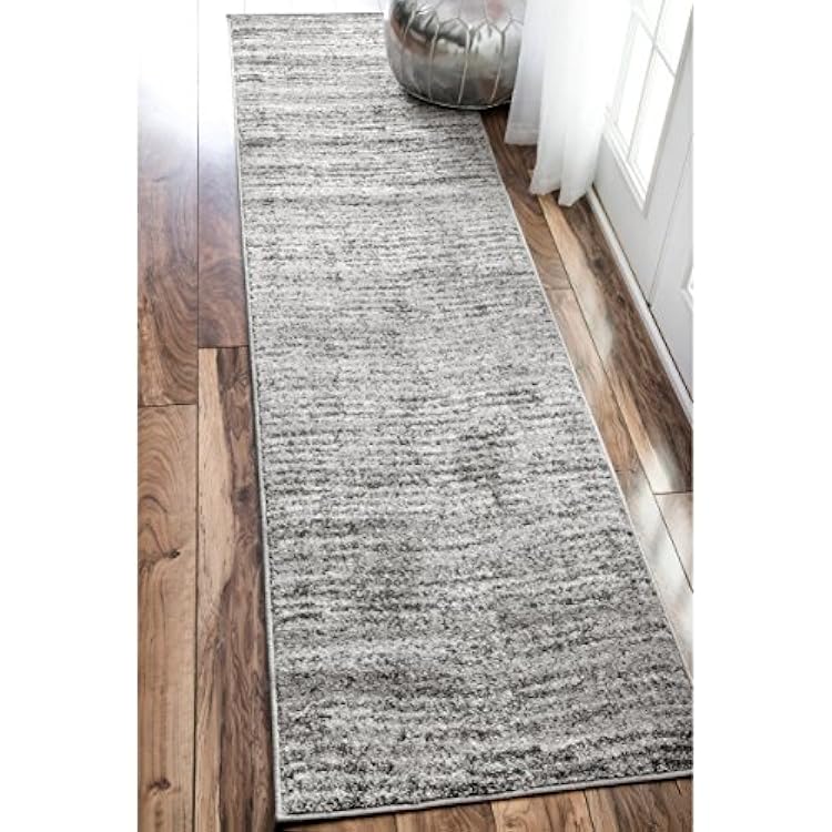 Nuloom Sherill GreyIvory, 28 x 20, Solid, Shaggy, Soft and Cozy, High Traffic, Stain Resistant, Easy Clean, Durable Runner for Bedroom, Living Room, Dining Space, Den, Foyer, Entryway