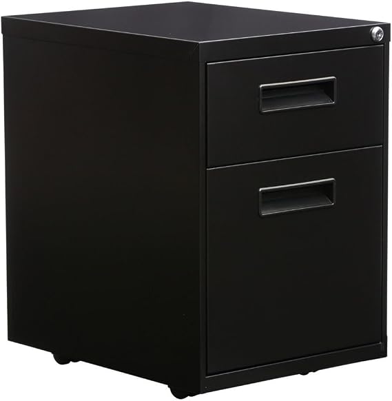 Alera ALE Two-Drawer Metal Pedestal File, 14 7/8w x 19 1/8d x 21 5/8h, Black