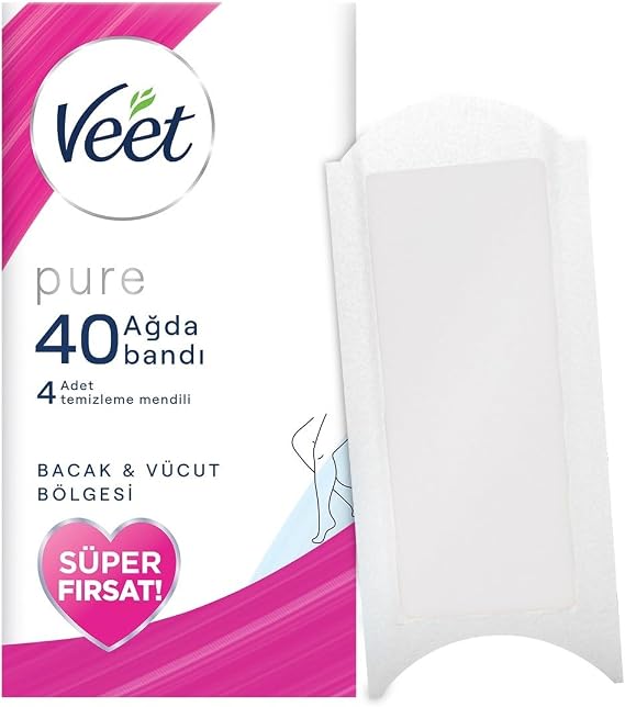 Veet Pure Hypoallergenic Waxing Tape, Leg and Body Area 40 Super Opportunity Pack